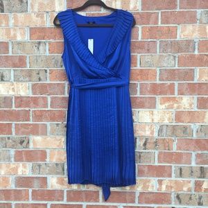 Apt 9 Dress Size Large NWT Royal Blue With Pleats Cocktail Wedding Party Holiday